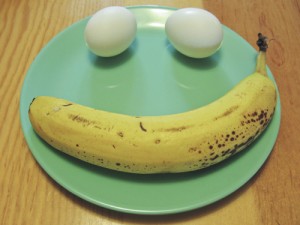 bananas and hardboiled eggs